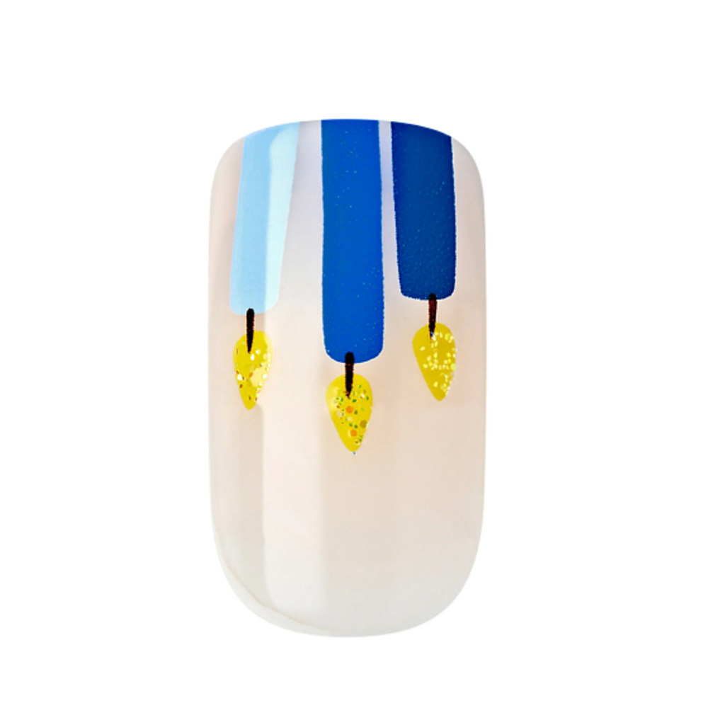 KISS imPRESS Press On Nails Design Noble Light Blue Medium Squoval New